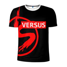 Мужская футболка 3D спортивная с принтом VERSUS BATTLE RED в Тюмени, 100% полиэстер с улучшенными характеристиками | приталенный силуэт, круглая горловина, широкие плечи, сужается к линии бедра | battle | versus | батл | версус