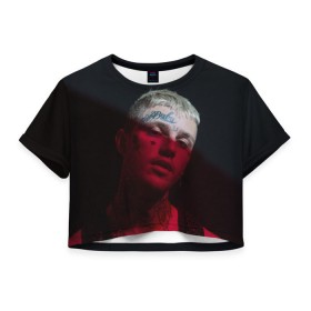 Женская футболка 3D укороченная с принтом LIL PEEP в Тюмени, 100% полиэстер | круглая горловина, длина футболки до линии талии, рукава с отворотами | band | cry baby | emo | lil peep | music | musician | rap | swag | группа | музыка | музыкант | нытик. | рэп | сваг | эмо