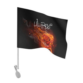 Флаг для автомобиля с принтом Надпись LiL PEEP в Тюмени, 100% полиэстер | Размер: 30*21 см | lil peep | лил пип | огонь | роза
