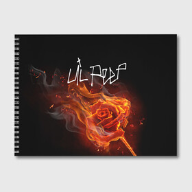 Альбом для рисования с принтом Надпись LiL PEEP в Тюмени, 100% бумага
 | матовая бумага, плотность 200 мг. | lil peep | лил пип | огонь | роза