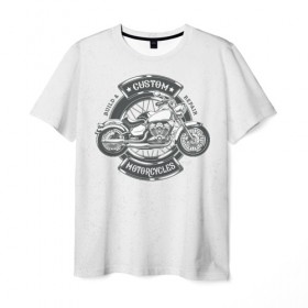 Мужская футболка 3D с принтом Vintage motocycle 2 в Тюмени, 100% полиэфир | прямой крой, круглый вырез горловины, длина до линии бедер | Тематика изображения на принте: harley | motorbike | motorcycle | race | rider | ryder | skull | speed | байк | гонки | гонщик | мото | мотобайк | мотоцикл | райдер | скорость | харлей | череп