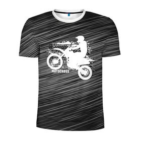 Мужская футболка 3D спортивная с принтом Motocross в Тюмени, 100% полиэстер с улучшенными характеристиками | приталенный силуэт, круглая горловина, широкие плечи, сужается к линии бедра | motorbike | motorcycle | race | rider | ryder | speed | байк | гонки | гонщик | мото | мотобайк | мотоцикл | райдер | скорость