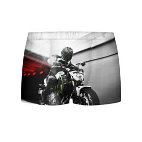 Мужские трусы 3D с принтом Kawasaki в Тюмени, 50% хлопок, 50% полиэстер | классическая посадка, на поясе мягкая тканевая резинка | motorbike | motorcycle | race | rider | ryder | speed | yamaha | байк | гонки | гонщик | кавасаки | мото | мотобайк | мотоцикл | райдер | скорость | ямаха