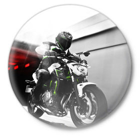 Значок с принтом Kawasaki в Тюмени,  металл | круглая форма, металлическая застежка в виде булавки | motorbike | motorcycle | race | rider | ryder | speed | yamaha | байк | гонки | гонщик | кавасаки | мото | мотобайк | мотоцикл | райдер | скорость | ямаха
