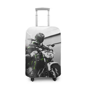 Чехол для чемодана 3D с принтом Kawasaki в Тюмени, 86% полиэфир, 14% спандекс | двустороннее нанесение принта, прорези для ручек и колес | motorbike | motorcycle | race | rider | ryder | speed | yamaha | байк | гонки | гонщик | кавасаки | мото | мотобайк | мотоцикл | райдер | скорость | ямаха