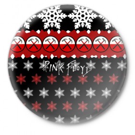 Значок с принтом Праздничный Pink Floyd в Тюмени,  металл | круглая форма, металлическая застежка в виде булавки | Тематика изображения на принте: 
