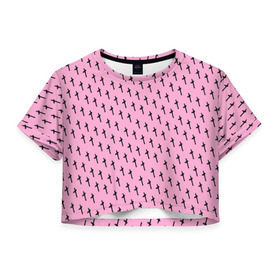 Женская футболка 3D укороченная с принтом LiL PEEP Pattern в Тюмени, 100% полиэстер | круглая горловина, длина футболки до линии талии, рукава с отворотами | Тематика изображения на принте: lil peep. cry baby | лил пип