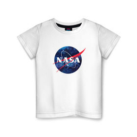 Детская футболка хлопок с принтом NASA в Тюмени, 100% хлопок | круглый вырез горловины, полуприлегающий силуэт, длина до линии бедер | nasa | астронавт | астрофизика | космическое агенство | космонавт | космос | наса | скафандр   | шлем