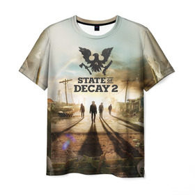 Мужская футболка 3D с принтом State of Decay 2 в Тюмени, 100% полиэфир | прямой крой, круглый вырез горловины, длина до линии бедер | decay | horror | state | игра | стадия | хоррор