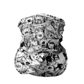 Бандана-труба 3D с принтом Ahegao в Тюмени, 100% полиэстер, ткань с особыми свойствами — Activecool | плотность 150‒180 г/м2; хорошо тянется, но сохраняет форму | anime | аниме | лицо | паттрен | чернобелый