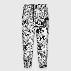 Мужские брюки 3D с принтом Ahegao в Тюмени, 100% полиэстер | манжеты по низу, эластичный пояс регулируется шнурком, по бокам два кармана без застежек, внутренняя часть кармана из мелкой сетки | anime | аниме | лицо | паттрен | чернобелый