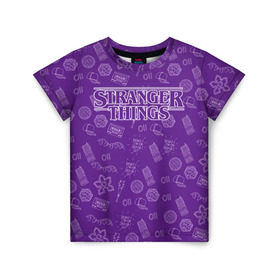 Детская футболка 3D с принтом Очень Странные дела Бомбинг в Тюмени, 100% гипоаллергенный полиэфир | прямой крой, круглый вырез горловины, длина до линии бедер, чуть спущенное плечо, ткань немного тянется | stranger things | паттерн | фиолетовый