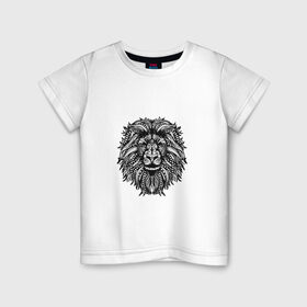 Детская футболка хлопок с принтом Лев рисованый в Тюмени, 100% хлопок | круглый вырез горловины, полуприлегающий силуэт, длина до линии бедер | лев | рисунок