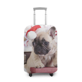Чехол для чемодана 3D с принтом Новогодние чудеса в Тюмени, 86% полиэфир, 14% спандекс | двустороннее нанесение принта, прорези для ручек и колес | елка | новый год | пес | снег | снежинки | собака | щенок