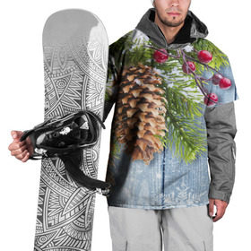 Накидка на куртку 3D с принтом Зимушка-Зима в Тюмени, 100% полиэстер |  | елка | зима | мороз | новый год | снег | снежинки | ягода