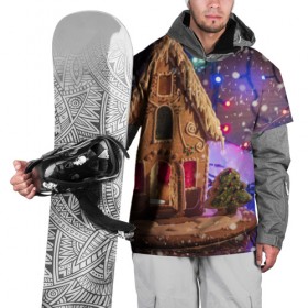 Накидка на куртку 3D с принтом Мастерская Деда Мороза в Тюмени, 100% полиэстер |  | елка | зима | мороз | новый год | символ | снег | снежинки
