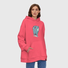 Худи SuperOversize хлопок с принтом Котик в Тюмени, 70% хлопок, 30% полиэстер, мягкий начес внутри | карман-кенгуру, эластичная резинка на манжетах и по нижней кромке, двухслойный капюшон
 | киса домашние животные | кот | котик | коты | кошка | кошки