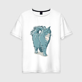 Женская футболка хлопок Oversize с принтом Котик в Тюмени, 100% хлопок | свободный крой, круглый ворот, спущенный рукав, длина до линии бедер
 | киса домашние животные | кот | котик | коты | кошка | кошки