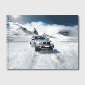 Альбом для рисования с принтом BMW X5 в Тюмени, 100% бумага
 | матовая бумага, плотность 200 мг. | auto | race | авто | автомобиль | бмв | бумер | бэха | гонки | марка | машина