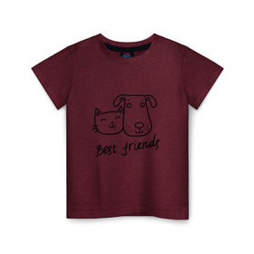 Детская футболка хлопок с принтом Best friends в Тюмени, 100% хлопок | круглый вырез горловины, полуприлегающий силуэт, длина до линии бедер | киса домашние животные | кот | котик | коты | кошка | кошки