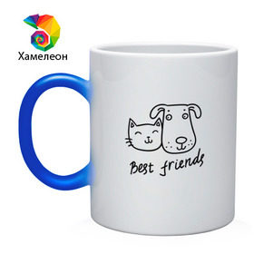 Кружка хамелеон с принтом Best friends в Тюмени, керамика | меняет цвет при нагревании, емкость 330 мл | киса домашние животные | кот | котик | коты | кошка | кошки