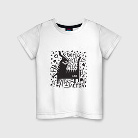 Детская футболка хлопок с принтом Funny cat в Тюмени, 100% хлопок | круглый вырез горловины, полуприлегающий силуэт, длина до линии бедер | 