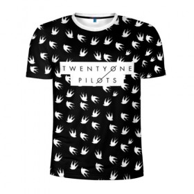 Мужская футболка 3D спортивная с принтом Twenty One Pilots Birds White в Тюмени, 100% полиэстер с улучшенными характеристиками | приталенный силуэт, круглая горловина, широкие плечи, сужается к линии бедра | rock | t.o.p. | top | twenty one pilots | рок