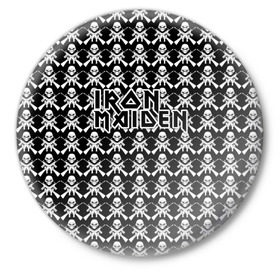 Значок с принтом Iron Maiden в Тюмени,  металл | круглая форма, металлическая застежка в виде булавки | iron maiden | адриан смит | айрон мейден | гроза | группа | дэйв мюррей | железная дева | ирон майден | метал | мрачный | музыка | песни | рок | стив харрис | тяжелый | флаг | хеви | хевиметал