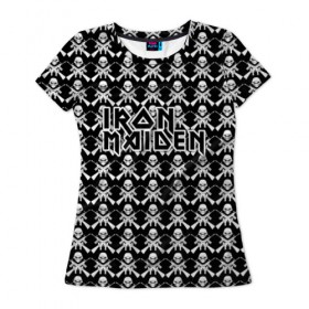 Женская футболка 3D с принтом Iron Maiden в Тюмени, 100% полиэфир ( синтетическое хлопкоподобное полотно) | прямой крой, круглый вырез горловины, длина до линии бедер | iron maiden | адриан смит | айрон мейден | гроза | группа | дэйв мюррей | железная дева | ирон майден | метал | мрачный | музыка | песни | рок | стив харрис | тяжелый | флаг | хеви | хевиметал