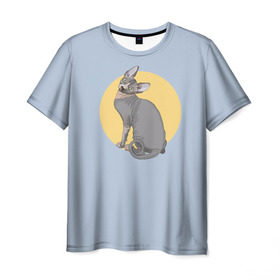 Мужская футболка 3D с принтом Сфинкс в Тюмени, 100% полиэфир | прямой крой, круглый вырез горловины, длина до линии бедер | киса домашние животные | кот | котик | коты | кошка | кошки