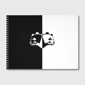 Альбом для рисования с принтом Панда в Тюмени, 100% бумага
 | матовая бумага, плотность 200 мг. | бамбук | бамбуковый медведь | белый | голова | два | животное | злость | красная книга | крутой | мишка | оскал | панда | прикольный | тату | цвета | чб | черный | ярость