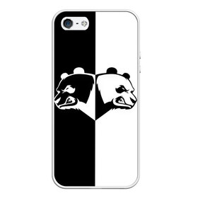 Чехол для iPhone 5/5S матовый с принтом Панда в Тюмени, Силикон | Область печати: задняя сторона чехла, без боковых панелей | бамбук | бамбуковый медведь | белый | голова | два | животное | злость | красная книга | крутой | мишка | оскал | панда | прикольный | тату | цвета | чб | черный | ярость