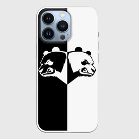 Чехол для iPhone 13 Pro с принтом Панда в Тюмени,  |  | Тематика изображения на принте: бамбук | бамбуковый медведь | белый | голова | два | животное | злость | красная книга | крутой | мишка | оскал | панда | прикольный | тату | цвета | чб | черный | ярость