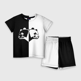 Детский костюм с шортами 3D с принтом Панда в Тюмени,  |  | бамбук | бамбуковый медведь | белый | голова | два | животное | злость | красная книга | крутой | мишка | оскал | панда | прикольный | тату | цвета | чб | черный | ярость