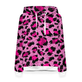 Женская толстовка 3D с принтом Розовый леопард в Тюмени, 100% полиэстер  | двухслойный капюшон со шнурком для регулировки, мягкие манжеты на рукавах и по низу толстовки, спереди карман-кенгуру с мягким внутренним слоем. | гепард | леопард