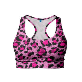 Женский спортивный топ 3D с принтом Розовый леопард в Тюмени, 82% полиэстер, 18% спандекс Ткань безопасна для здоровья, позволяет коже дышать, не мнется и не растягивается |  | гепард | леопард