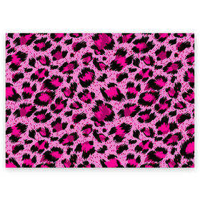 Поздравительная открытка с принтом Розовый леопард в Тюмени, 100% бумага | плотность бумаги 280 г/м2, матовая, на обратной стороне линовка и место для марки
 | гепард | леопард