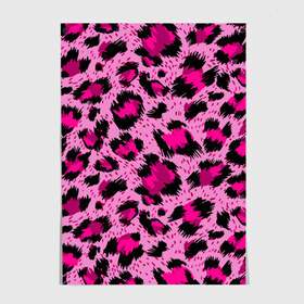 Постер с принтом Розовый леопард в Тюмени, 100% бумага
 | бумага, плотность 150 мг. Матовая, но за счет высокого коэффициента гладкости имеет небольшой блеск и дает на свету блики, но в отличии от глянцевой бумаги не покрыта лаком | гепард | леопард
