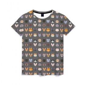 Женская футболка 3D с принтом Коты_8 в Тюмени, 100% полиэфир ( синтетическое хлопкоподобное полотно) | прямой крой, круглый вырез горловины, длина до линии бедер | киса домашние животные | кот | котик | котики | коты | кошка | кошки