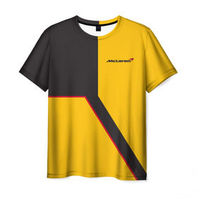 Мужская футболка 3D с принтом McLaren в Тюмени, 100% полиэфир | прямой крой, круглый вырез горловины, длина до линии бедер | Тематика изображения на принте: car | mclaren | race | авто | автомобиль | гонки | макларен | марка | машина