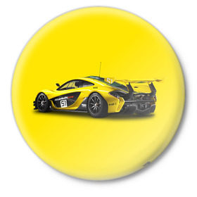Значок с принтом McLaren в Тюмени,  металл | круглая форма, металлическая застежка в виде булавки | car | mclaren | race | авто | автомобиль | гонки | макларен | марка | машина