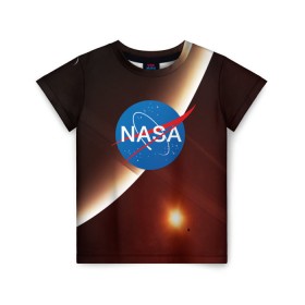 Детская футболка 3D с принтом NASA SPACE в Тюмени, 100% гипоаллергенный полиэфир | прямой крой, круглый вырез горловины, длина до линии бедер, чуть спущенное плечо, ткань немного тянется | Тематика изображения на принте: galaxy | nasa | space | астрономия | известные | космос | наса | планеты | сатурн