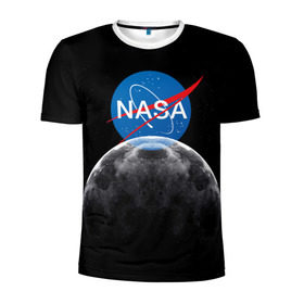 Мужская футболка 3D спортивная с принтом NASA MOON в Тюмени, 100% полиэстер с улучшенными характеристиками | приталенный силуэт, круглая горловина, широкие плечи, сужается к линии бедра | galaxy | moon | nasa | space | астрономия | известные | космос | луна | наса | планет