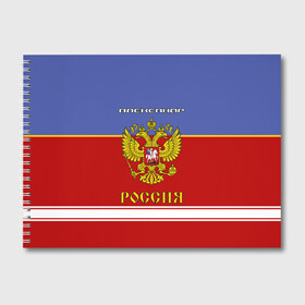 Альбом для рисования с принтом Хоккеист Александр в Тюмени, 100% бумага
 | матовая бумага, плотность 200 мг. | russia | александр | герб | золотой | игра | красно | надпись | россии | российска | россия | русская | русский | рф | санек | саня | саша | сборная | синяя | форма | хоккей | хоккейная