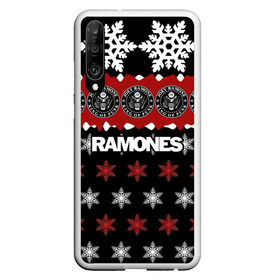 Чехол для Honor P30 с принтом Праздничный Ramones в Тюмени, Силикон | Область печати: задняя сторона чехла, без боковых панелей | ramones | группа | джонни | джоуи | ди ди томми | знак | красный | марк | надпись | новогодний | новый год | панк | поп | праздник | раманес | раманэс | рамон | рамонес | рамонэс | рамоун | рамоунз | рамоунс