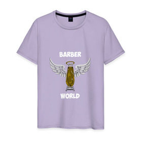 Мужская футболка хлопок с принтом Barber world в Тюмени, 100% хлопок | прямой крой, круглый вырез горловины, длина до линии бедер, слегка спущенное плечо. | барбер | барбершоп | цирюльник