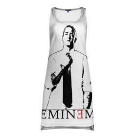 Платье-майка 3D с принтом Eminem в Тюмени, 100% полиэстер | полуприлегающий силуэт, широкие бретели, круглый вырез горловины, удлиненный подол сзади. | actor | american rapper | composer | eminem | music | rap | record producer | актёр | американский | композитор | музыка | музыкальный продюсер | рэп | рэпер
