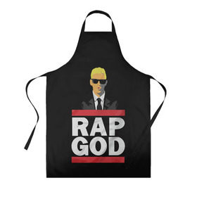 Фартук 3D с принтом Rap God Eminem в Тюмени, 100% полиэстер | общий размер — 65 х 85 см, ширина нагрудника — 26 см, горловина — 53 см, длина завязок — 54 см, общий обхват в поясе — 173 см. Принт на завязках и на горловине наносится с двух сторон, на основной части фартука — только с внешней стороны | actor | american rapper | composer | eminem | music | rap | rap god | record producer |   | актёр | американский | композитор | музыка | музыкальный продюсер | рэп | рэпер