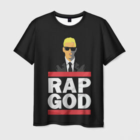 Мужская футболка 3D с принтом Rap God Eminem в Тюмени, 100% полиэфир | прямой крой, круглый вырез горловины, длина до линии бедер | actor | american rapper | composer | eminem | music | rap | rap god | record producer |   | актёр | американский | композитор | музыка | музыкальный продюсер | рэп | рэпер