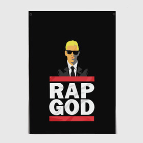 Постер с принтом Rap God Eminem в Тюмени, 100% бумага
 | бумага, плотность 150 мг. Матовая, но за счет высокого коэффициента гладкости имеет небольшой блеск и дает на свету блики, но в отличии от глянцевой бумаги не покрыта лаком | actor | american rapper | composer | eminem | music | rap | rap god | record producer |   | актёр | американский | композитор | музыка | музыкальный продюсер | рэп | рэпер